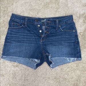 Cutoff denim shorts, high waist